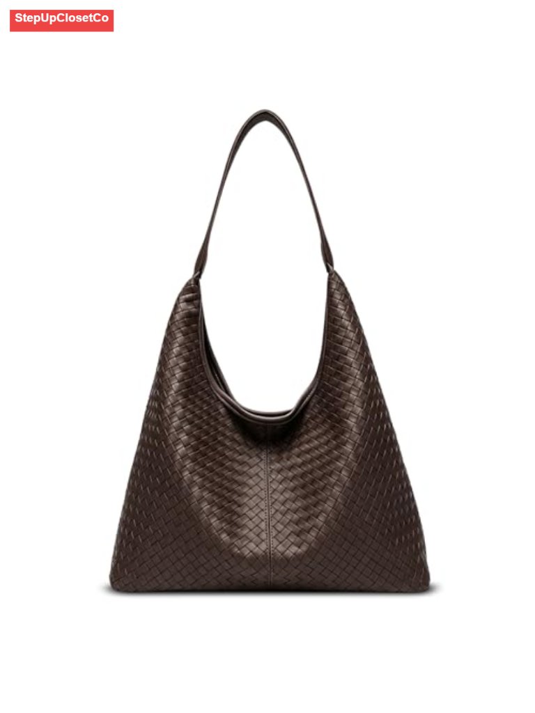 Woven Textured Vegan Leather Hobo Tote Bag Large Slouchy Purse For Women Trendy